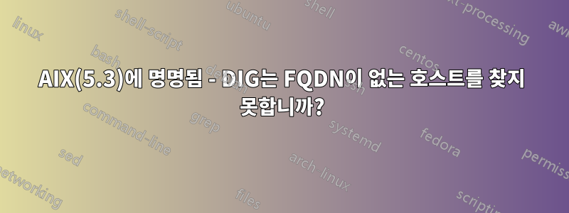 AIX(5.3)에 명명됨 - DIG는 FQDN이 없는 호스트를 찾지 못합니까?