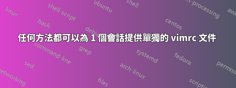 任何方法都可以為 1 個會話提供單獨的 vimrc 文件