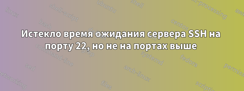 Истекло время ожидания сервера SSH на порту 22, но не на портах выше