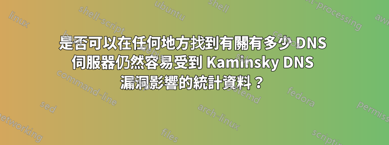 是否可以在任何地方找到有關有多少 DNS 伺服器仍然容易受到 Kaminsky DNS 漏洞影響的統計資料？