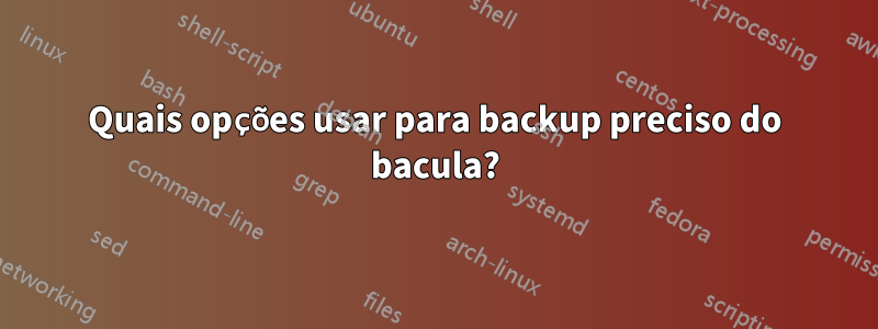 Quais opções usar para backup preciso do bacula?