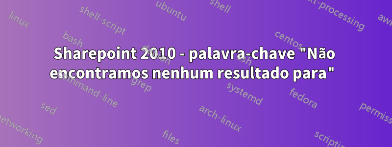 Sharepoint 2010 - palavra-chave "Não encontramos nenhum resultado para"