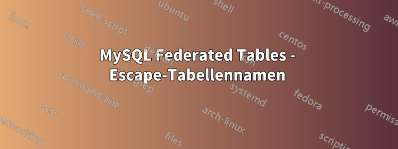 MySQL Federated Tables - Escape-Tabellennamen