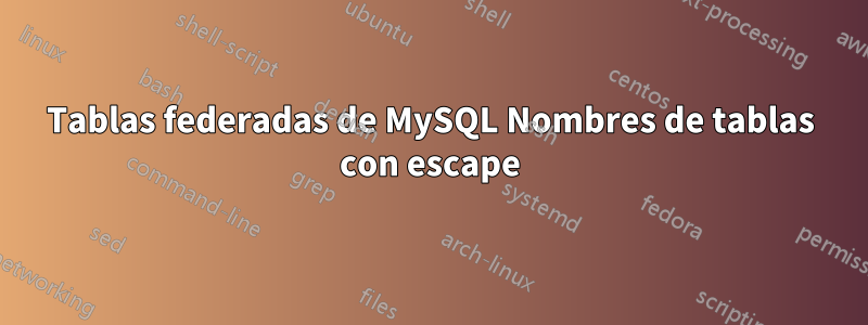 Tablas federadas de MySQL Nombres de tablas con escape