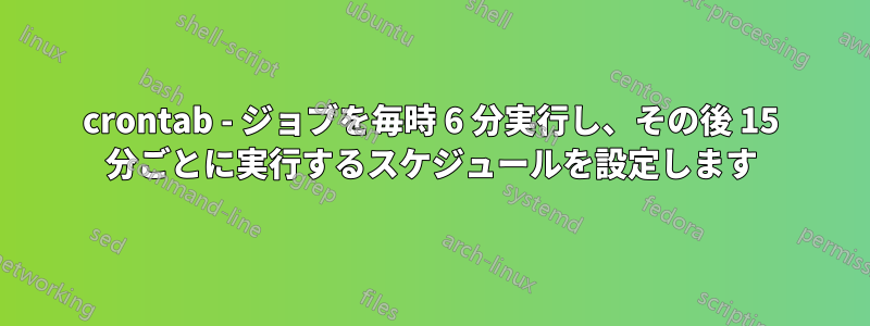 crontab - ジョブを毎時 6 分実行し、その後 15 分ごとに実行するスケジュールを設定します