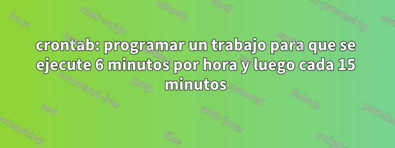 crontab: programar un trabajo para que se ejecute 6 minutos por hora y luego cada 15 minutos