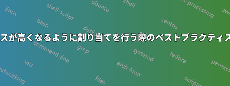 I/Oパフォーマンスが高くなるように割り当てを行う際のベストプラクティスは何でしょうか