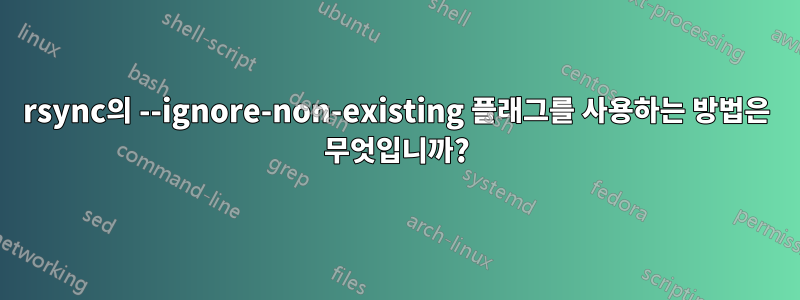 rsync의 --ignore-non-existing 플래그를 사용하는 방법은 무엇입니까?