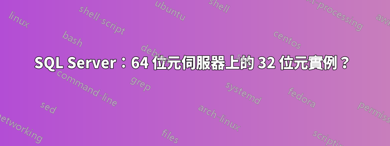 SQL Server：64 位元伺服器上的 32 位元實例？