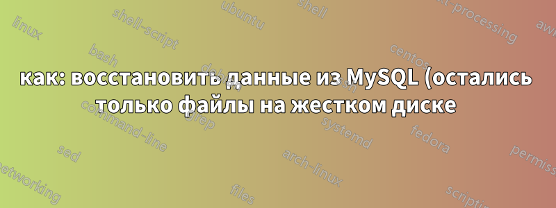 как: восстановить данные из MySQL (остались только файлы на жестком диске)