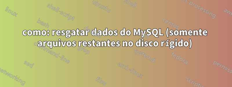 como: resgatar dados do MySQL (somente arquivos restantes no disco rígido)