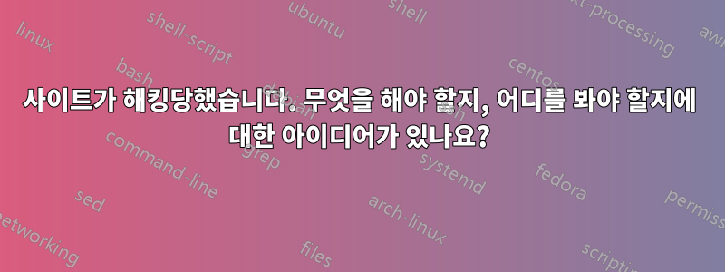 사이트가 해킹당했습니다. 무엇을 해야 할지, 어디를 봐야 할지에 대한 아이디어가 있나요?