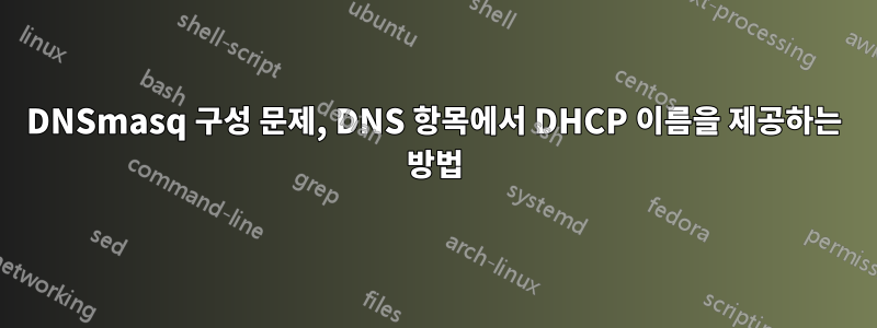 DNSmasq 구성 문제, DNS 항목에서 DHCP 이름을 제공하는 방법