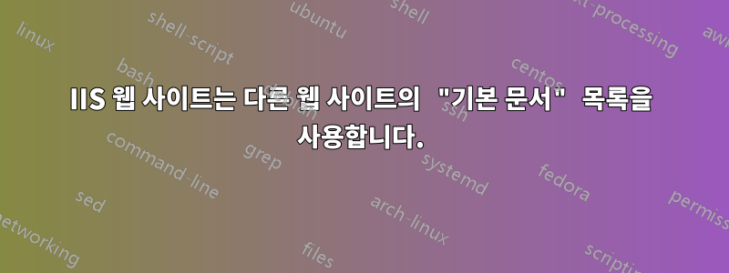 IIS 웹 사이트는 다른 웹 사이트의 "기본 문서" 목록을 사용합니다.
