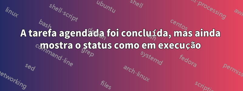 A tarefa agendada foi concluída, mas ainda mostra o status como em execução