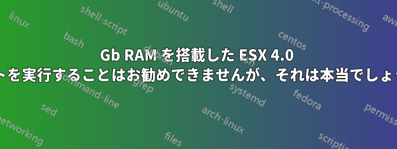 128Gb RAM を搭載した ESX 4.0 ホストを実行することはお勧めできませんが、それは本当でしょうか?