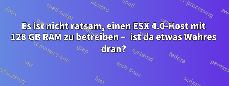 Es ist nicht ratsam, einen ESX 4.0-Host mit 128 GB RAM zu betreiben – ist da etwas Wahres dran?