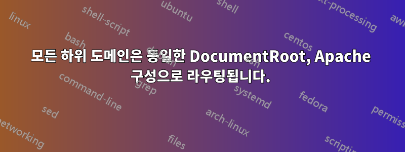 모든 하위 도메인은 동일한 DocumentRoot, Apache 구성으로 라우팅됩니다.