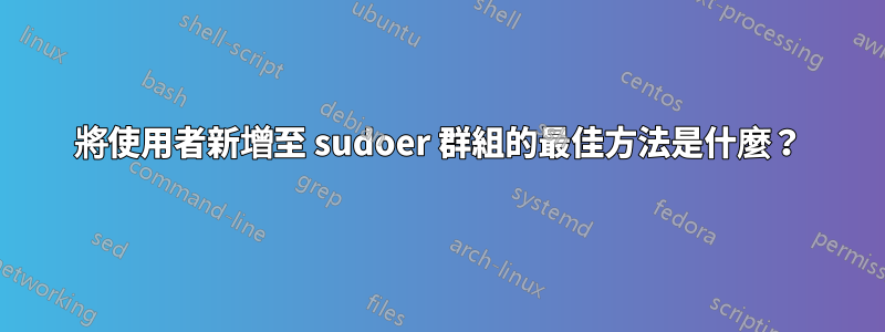 將使用者新增至 sudoer 群組的最佳方法是什麼？