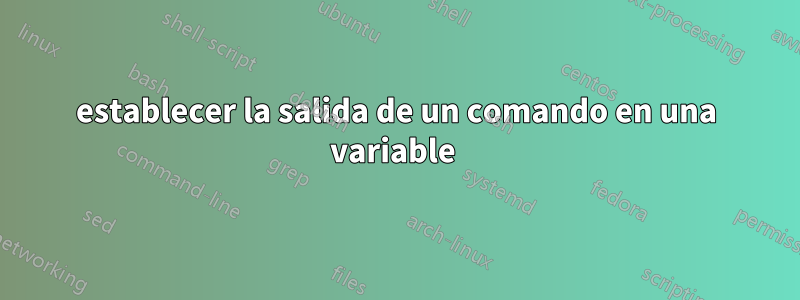establecer la salida de un comando en una variable 