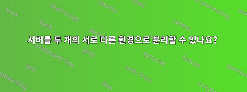 서버를 두 개의 서로 다른 환경으로 분리할 수 있나요?