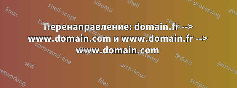 301 Перенаправление: domain.fr --> www.domain.com и www.domain.fr --> www.domain.com