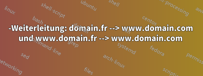 301-Weiterleitung: domain.fr --> www.domain.com und www.domain.fr --> www.domain.com