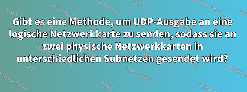 Gibt es eine Methode, um UDP-Ausgabe an eine logische Netzwerkkarte zu senden, sodass sie an zwei physische Netzwerkkarten in unterschiedlichen Subnetzen gesendet wird?