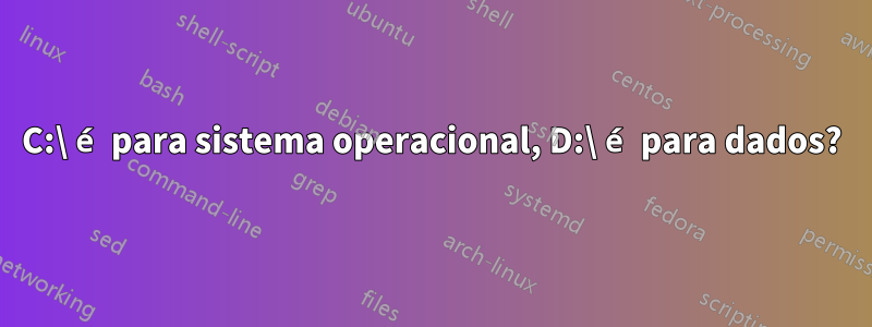 C:\ é para sistema operacional, D:\ é para dados?