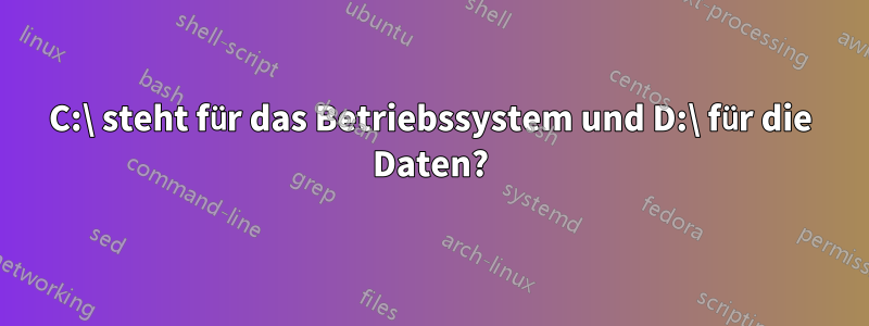 C:\ steht für das Betriebssystem und D:\ für die Daten?