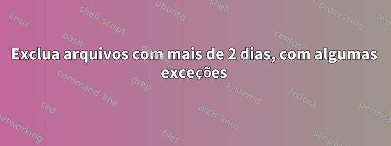 Exclua arquivos com mais de 2 dias, com algumas exceções