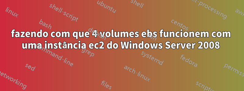 fazendo com que 4 volumes ebs funcionem com uma instância ec2 do Windows Server 2008