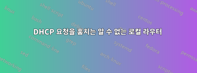 DHCP 요청을 훔치는 알 수 없는 로컬 라우터