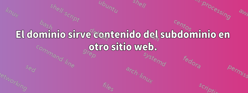 El dominio sirve contenido del subdominio en otro sitio web.