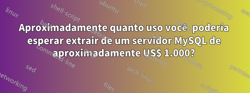 Aproximadamente quanto uso você poderia esperar extrair de um servidor MySQL de aproximadamente US$ 1.000?