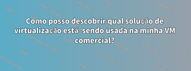 Como posso descobrir qual solução de virtualização está sendo usada na minha VM comercial?
