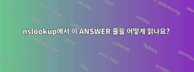 nslookup에서 이 ANSWER 줄을 어떻게 읽나요?