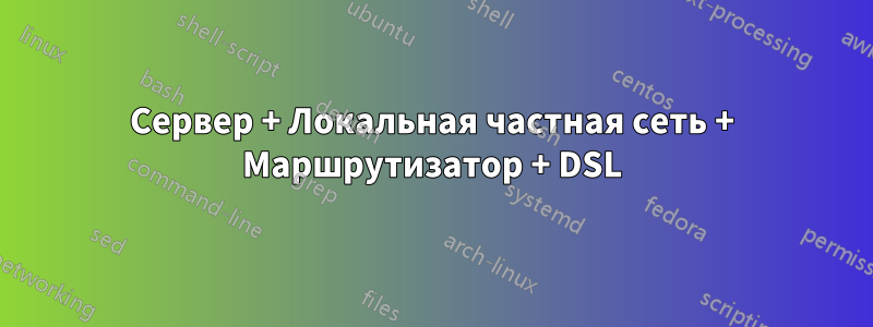 Сервер + Локальная частная сеть + Маршрутизатор + DSL