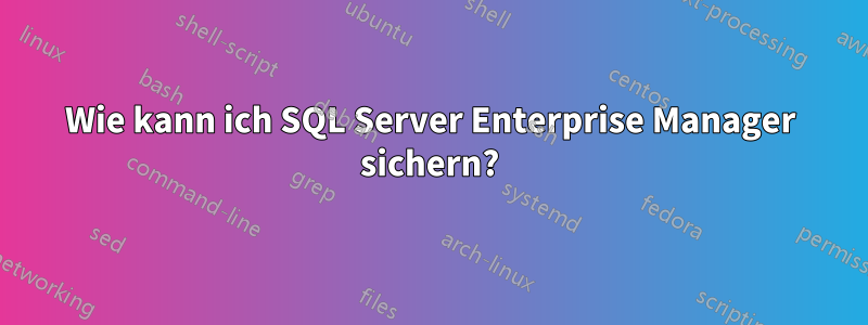 Wie kann ich SQL Server Enterprise Manager sichern?