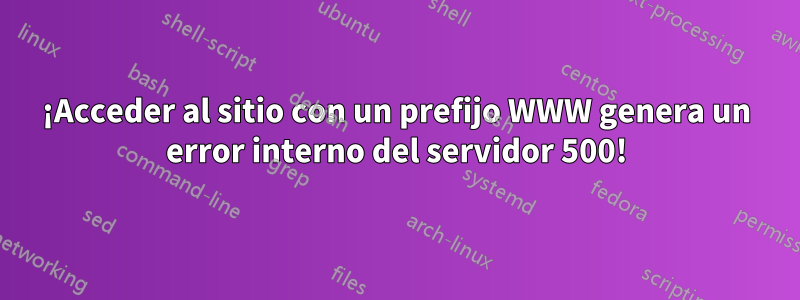 ¡Acceder al sitio con un prefijo WWW genera un error interno del servidor 500!