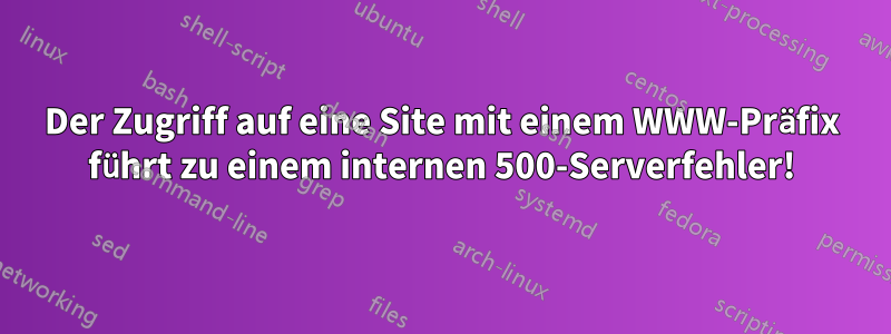 Der Zugriff auf eine Site mit einem WWW-Präfix führt zu einem internen 500-Serverfehler!