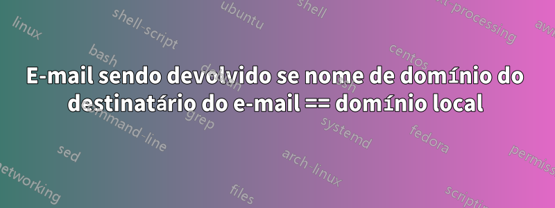 E-mail sendo devolvido se nome de domínio do destinatário do e-mail == domínio local