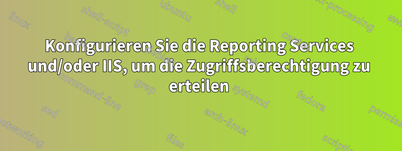 Konfigurieren Sie die Reporting Services und/oder IIS, um die Zugriffsberechtigung zu erteilen