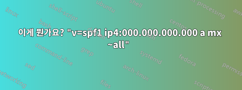 이게 뭔가요? "v=spf1 ip4:000.000.000.000 a mx ~all"