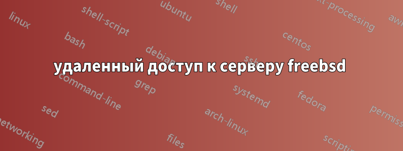 удаленный доступ к серверу freebsd