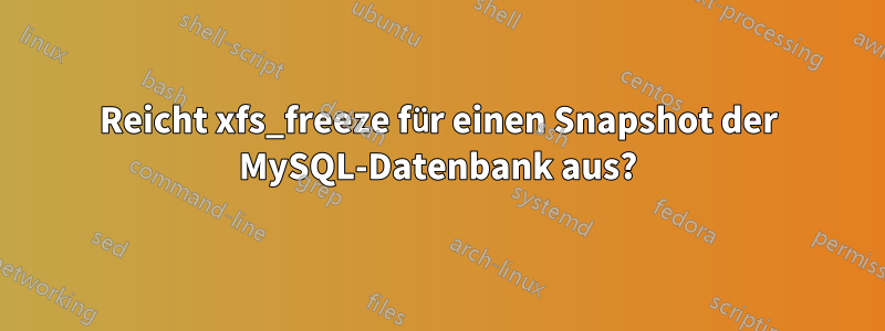 Reicht xfs_freeze für einen Snapshot der MySQL-Datenbank aus?