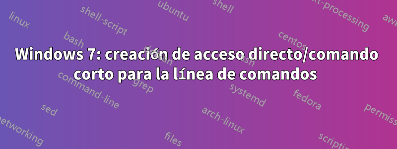 Windows 7: creación de acceso directo/comando corto para la línea de comandos 