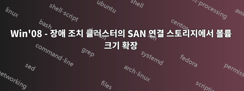 Win'08 - 장애 조치 클러스터의 SAN 연결 스토리지에서 볼륨 크기 확장