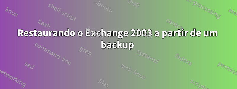 Restaurando o Exchange 2003 a partir de um backup