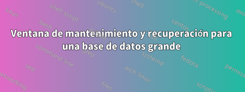 Ventana de mantenimiento y recuperación para una base de datos grande